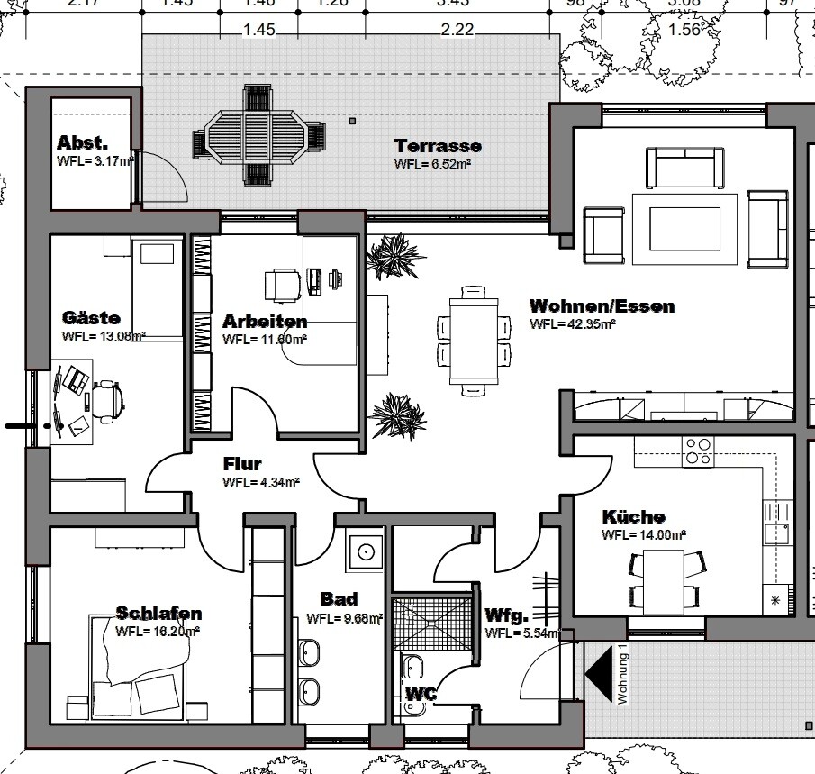 Grundriss Erdgeschosswohnung Wiefelstede