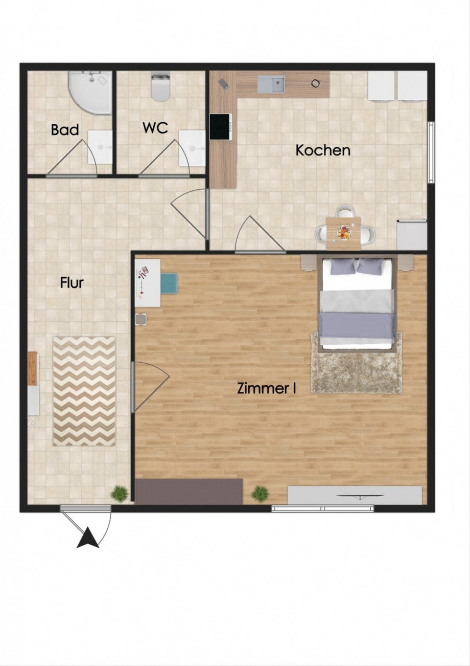 Grundriss Erdgeschosswohnung Wiefelstede