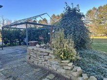 Terrasse vorm Haus Resthof mit Weideland - ideal f�r Pferdehalter!