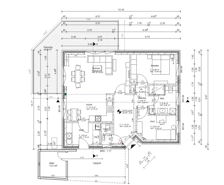 Grundriss Erdgeschoss Bungalow Bad Zwischenahn