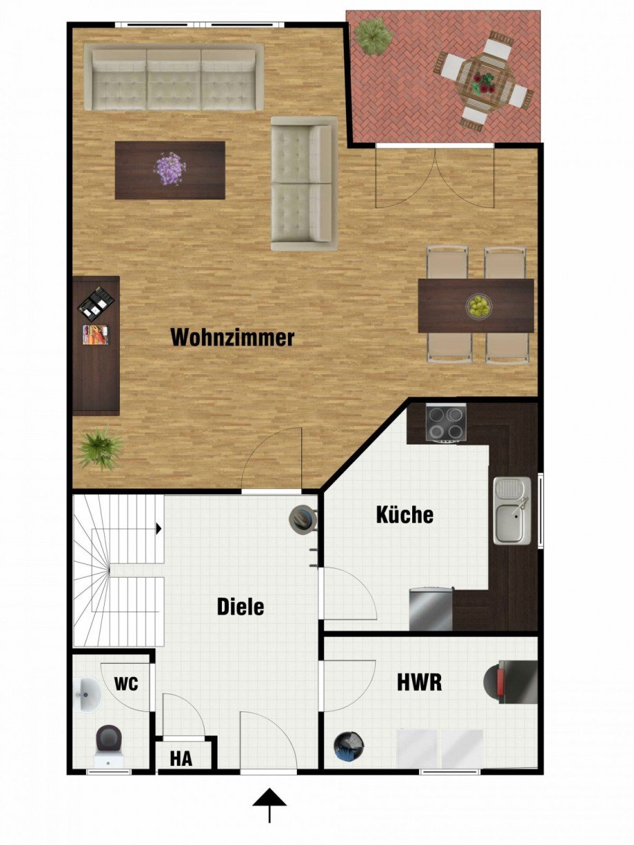 Grundriss Erdgeschoss Doppelhaush�lfte Westerstede