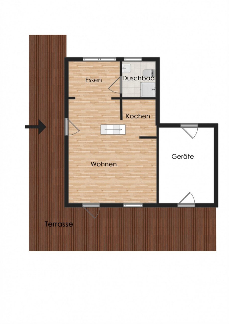 Grundriss Erdgeschoss Ferienhaus Wiefelstede / Lehe