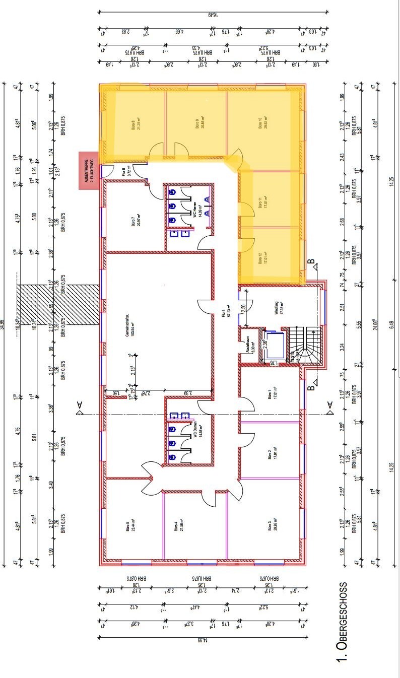 Grundriss B�rofl�che Westerstede-Moorburg